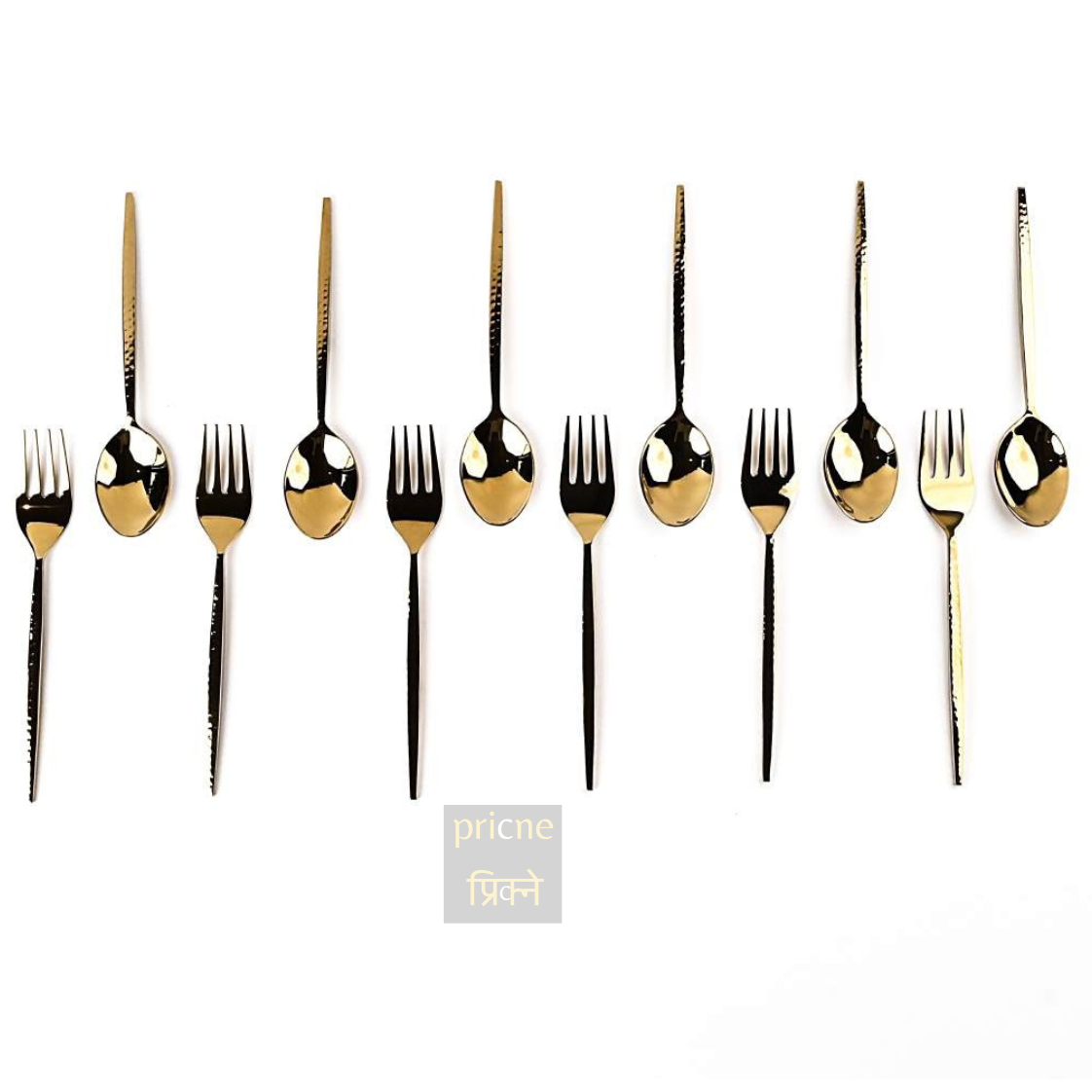 Grassetto Spoons & Fork Set of 12 Gold Gloss