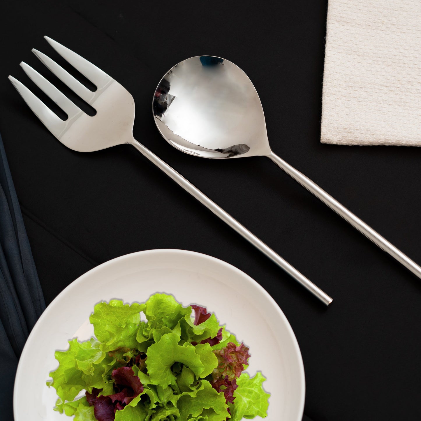 Bello Salad Server Set Nickle Gloss