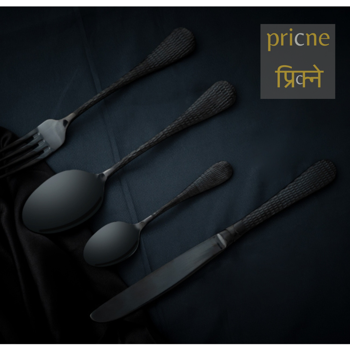Liscia Regular cutlery Set of 4 Shiny Black