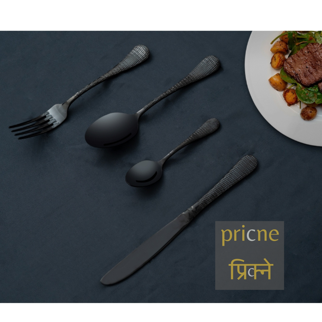 Liscia Regular cutlery Set of 4 Shiny Black