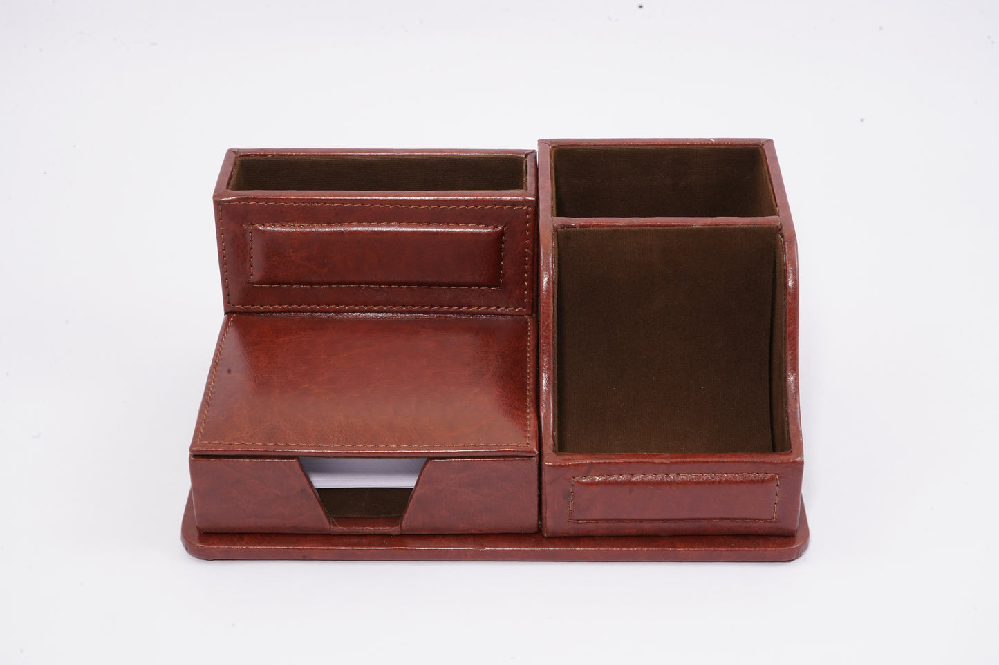 Office desk organiser leather brown