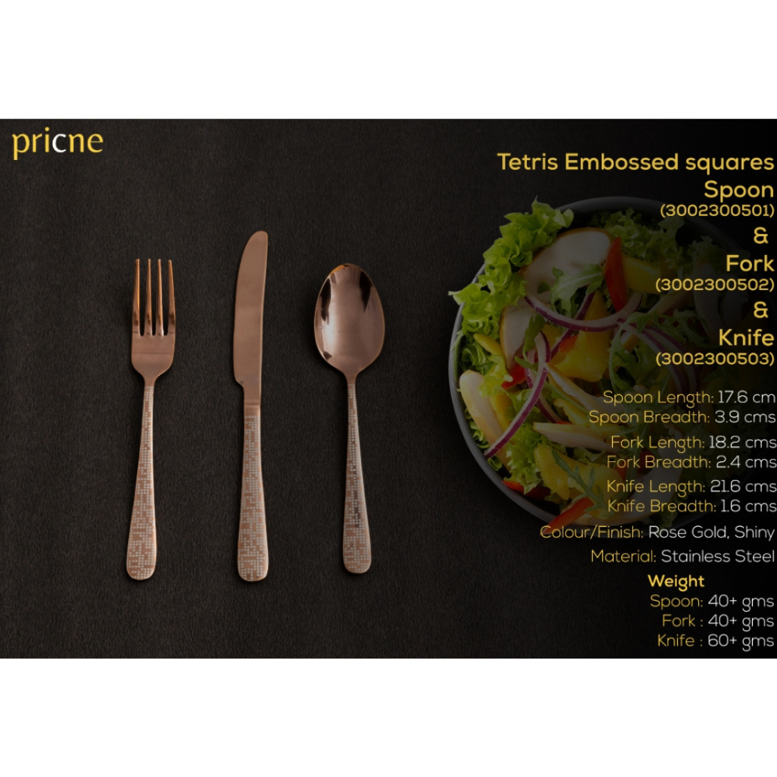Tetris Cutlery Set of 18 Rose Gold Gloss