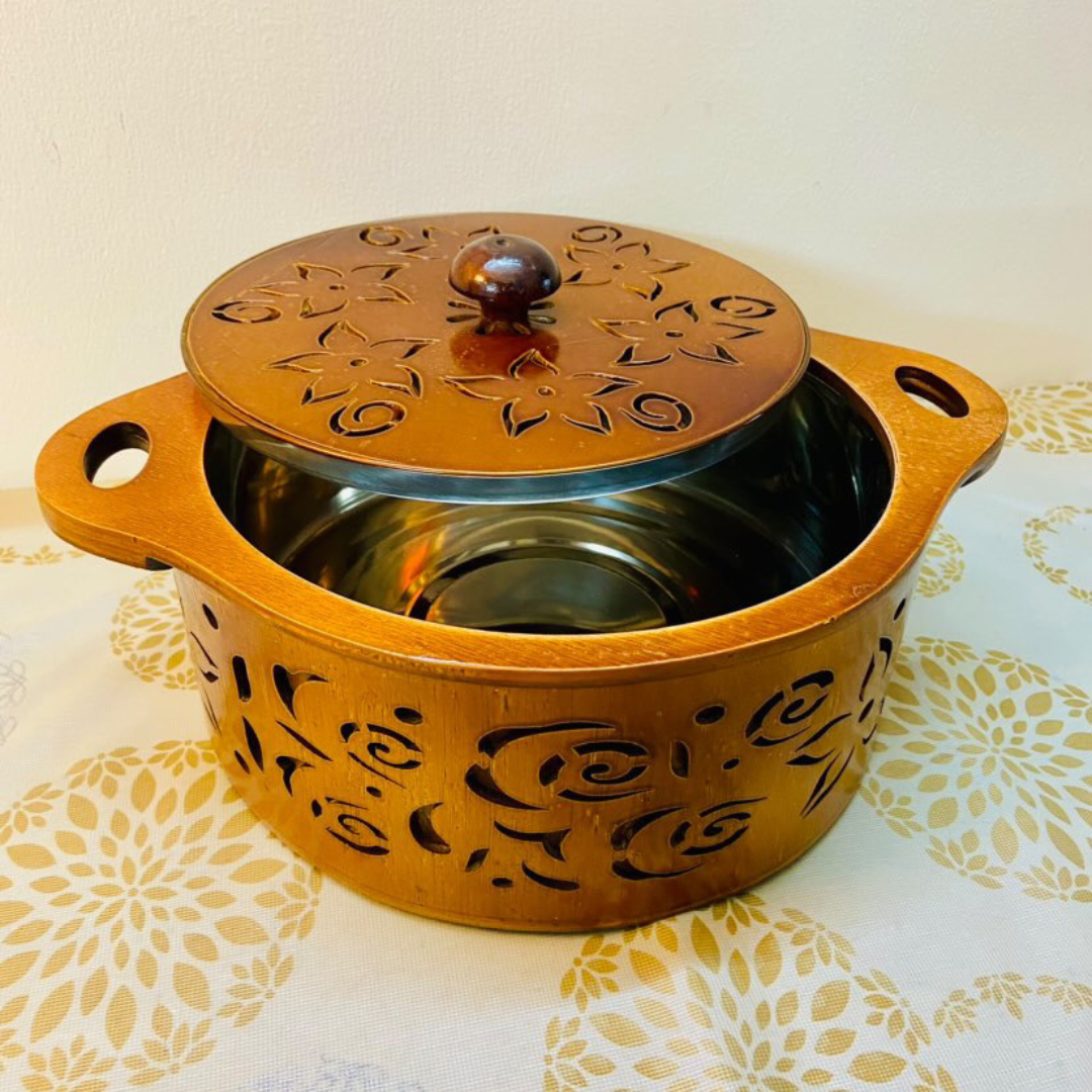Wooden Chapaati Box (Stainless Steel Inside)