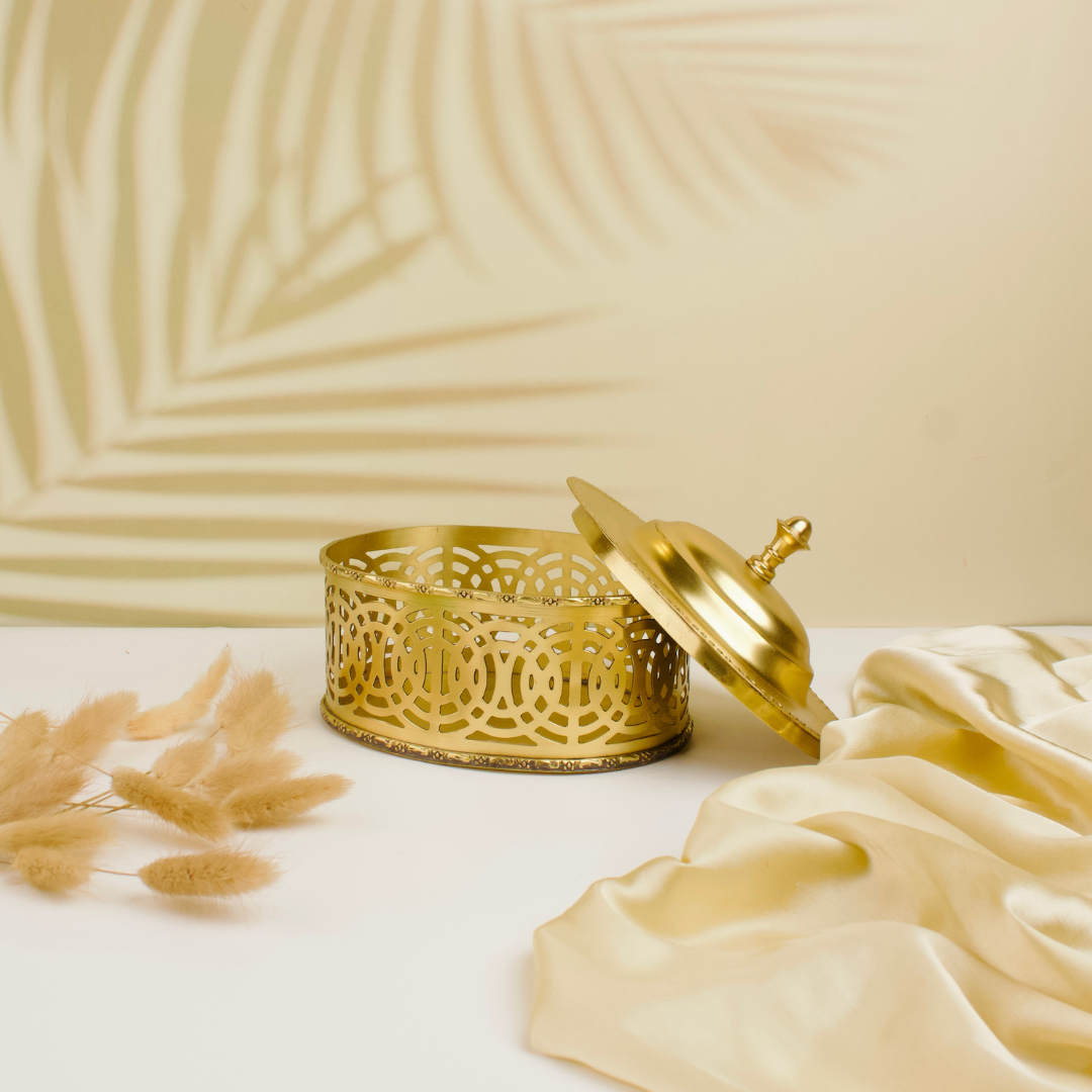 Ancinet Multipurpose Brass Box Gold Matte Oval