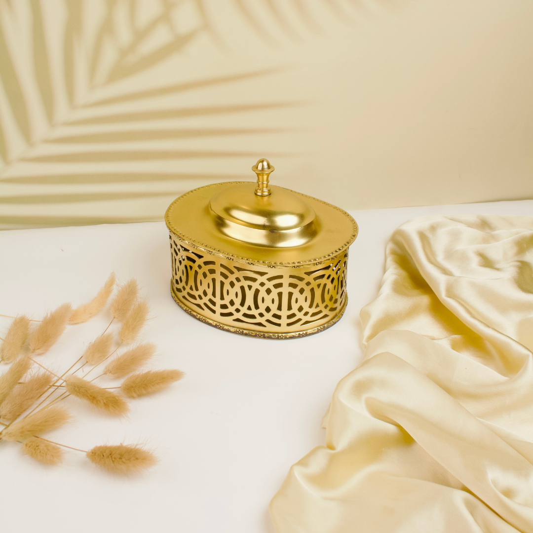 Ancinet Multipurpose Brass Box Gold Matte Oval