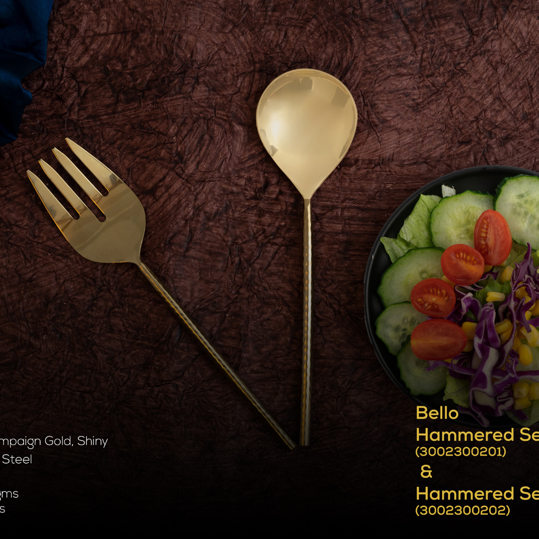 Bello Salad Server Set - Hammered Handle