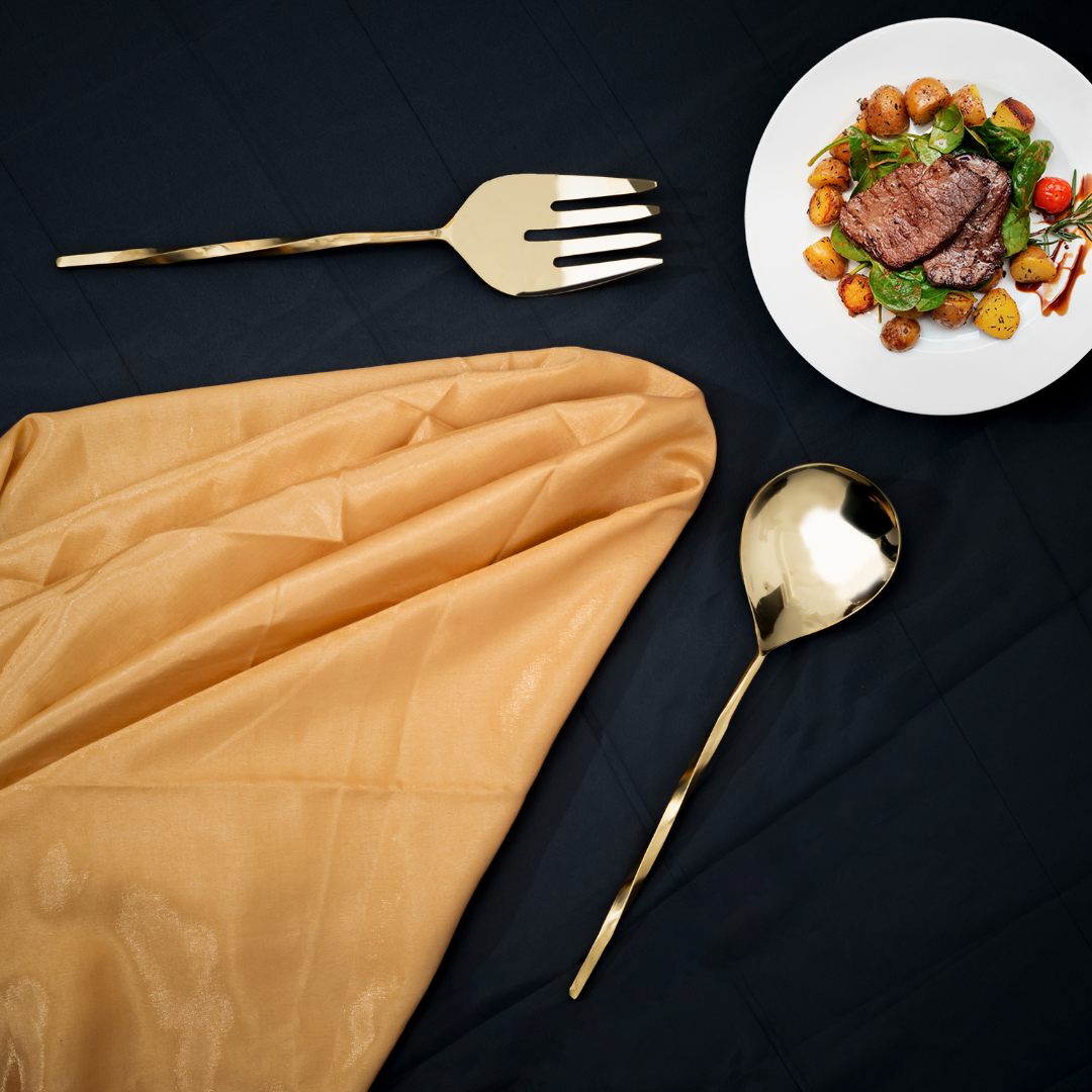 Allettare Salad Server Set Gold Glossy