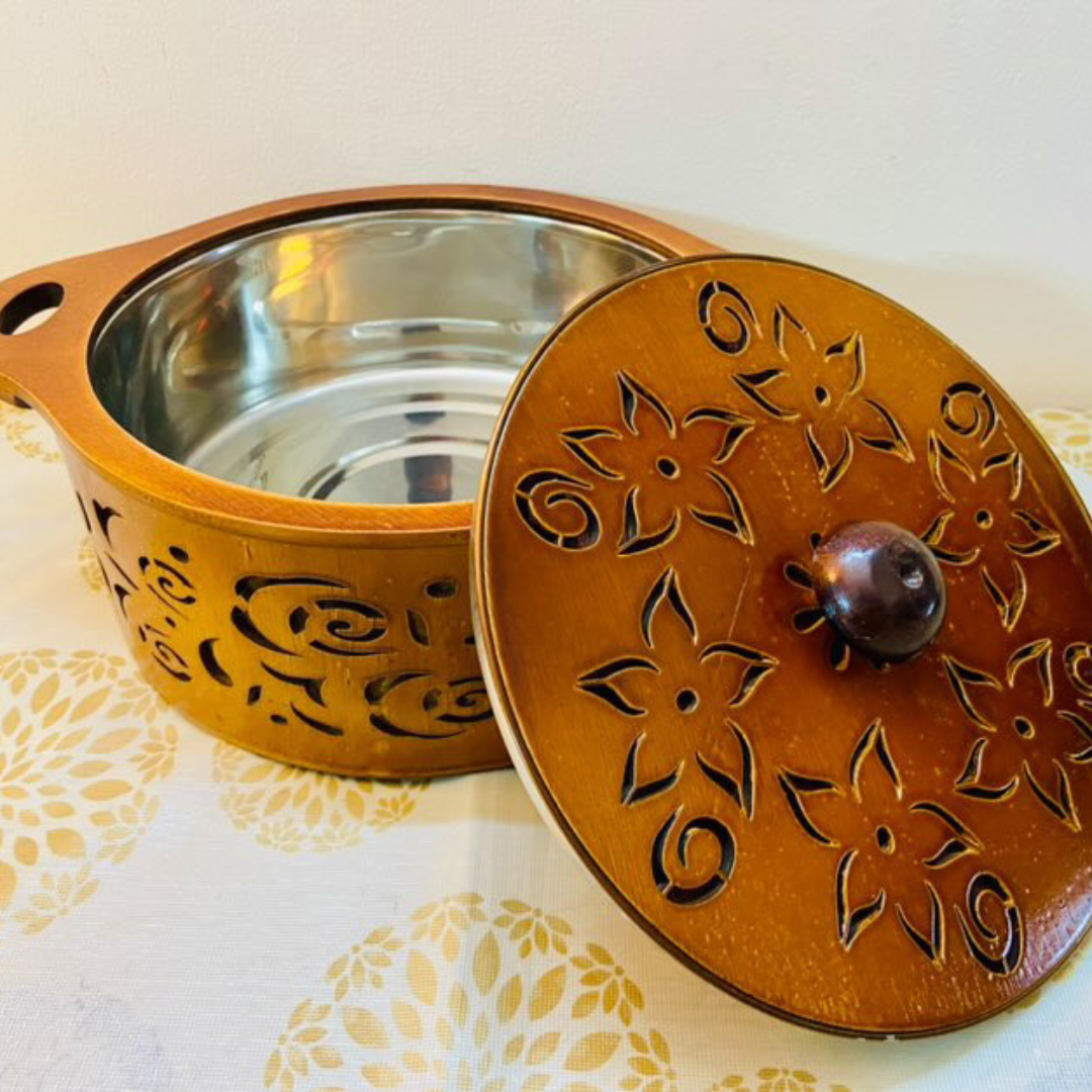 Wooden Chapaati Box (Stainless Steel Inside)
