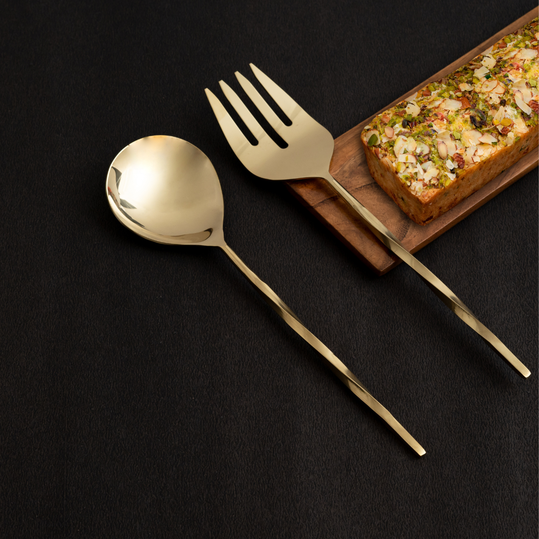 Allettare Salad Server Set Gold Glossy
