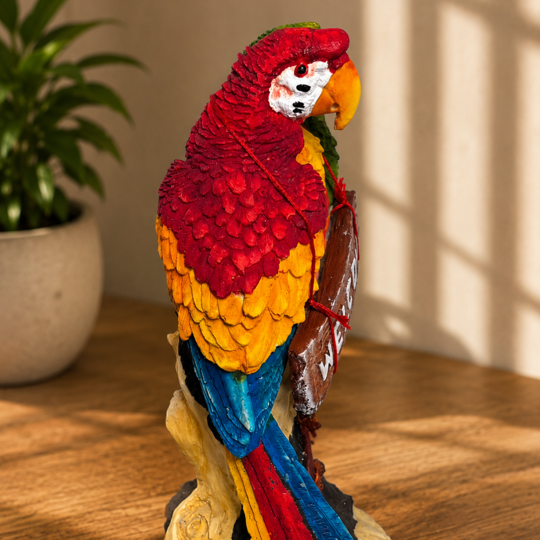 Anima Resin Handmade and Hand Painted Pair of Parrots for Welcome Matte