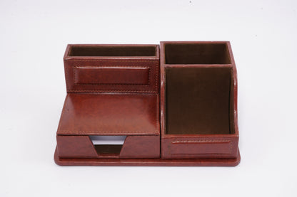 Office desk organiser leather brown