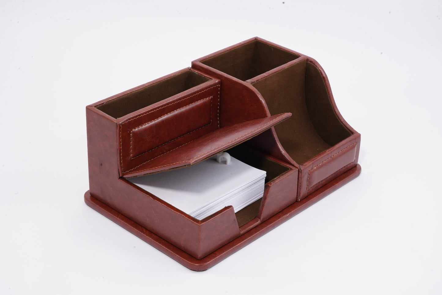 Office desk organiser leather brown