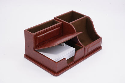 Office desk organiser leather brown