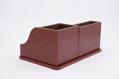 Office desk organiser leather brown