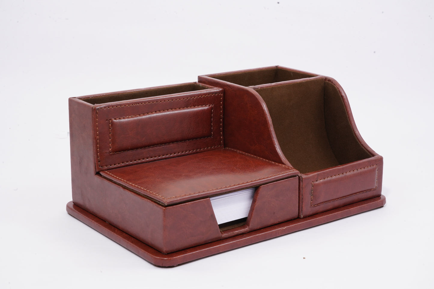 Office desk organiser leather brown