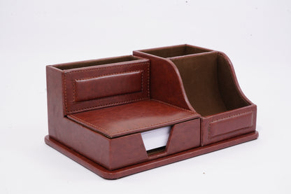 Office desk organiser leather brown