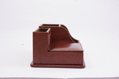 Office desk organiser leather brown