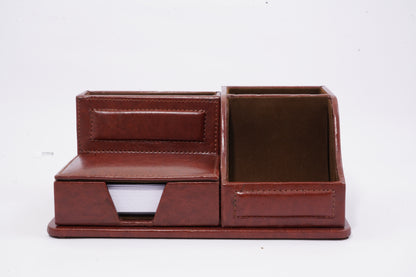 Office desk organiser leather brown