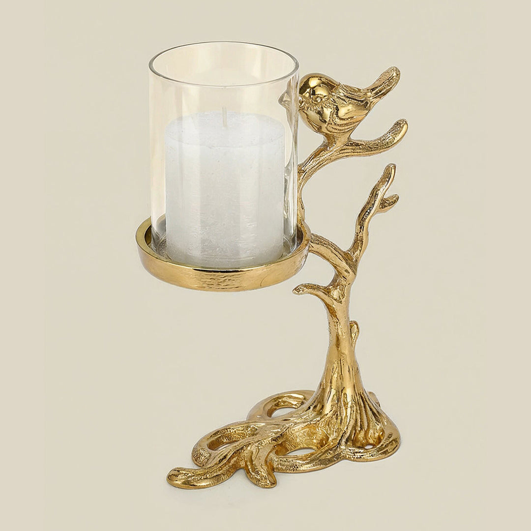 Liscia Bird Tree Candle Stand  Golden Gloss