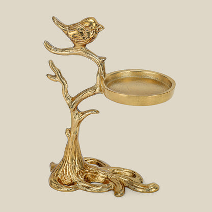 Liscia Bird Tree Candle Stand  Golden Gloss
