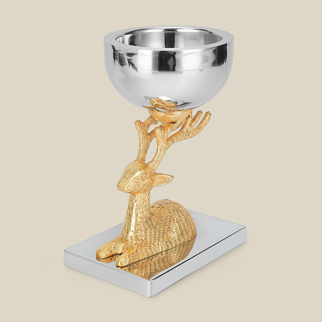 Anima Deer Dry Fruit Serving Bowl - Golden