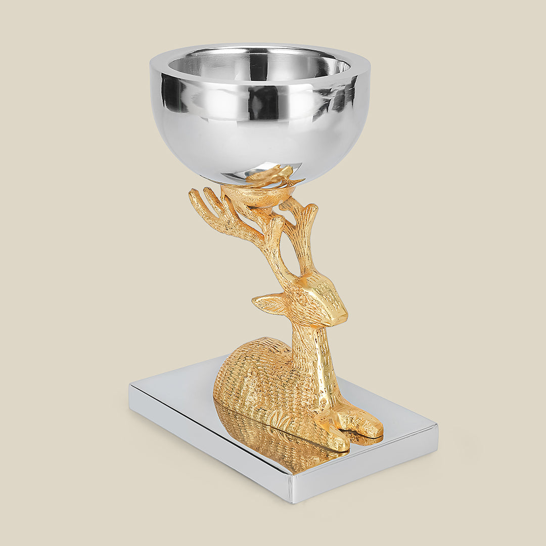 Anima Deer Dry Fruit Serving Bowl - Golden