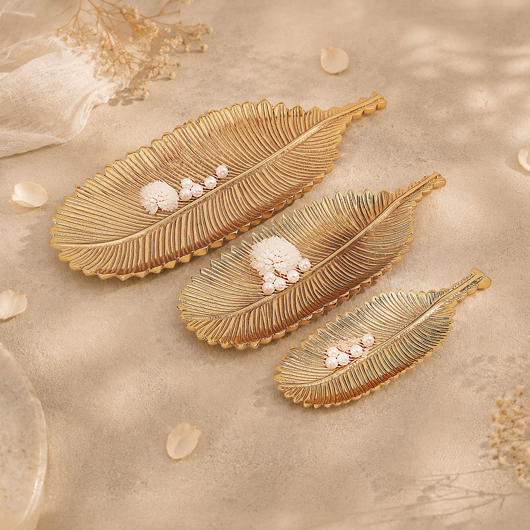 Lify Golden Leaf Platter Golden Gloss