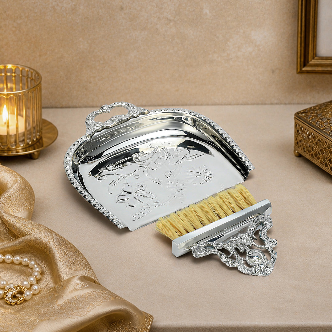 Latifa Pure Brass Dust Pan and Brush Set - With Gift Box and Packaging