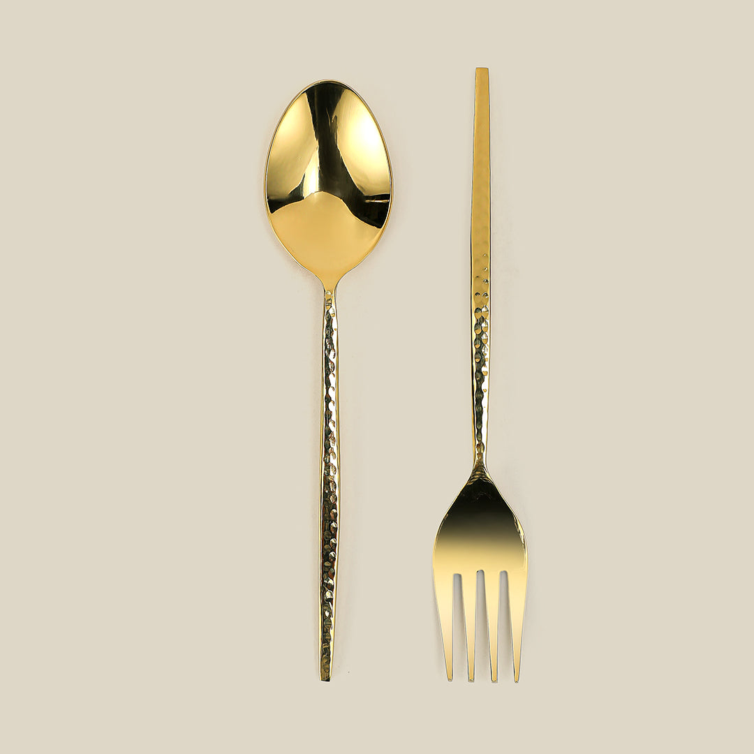 Grassetto Spoons & Fork Set of 12 Gold Gloss