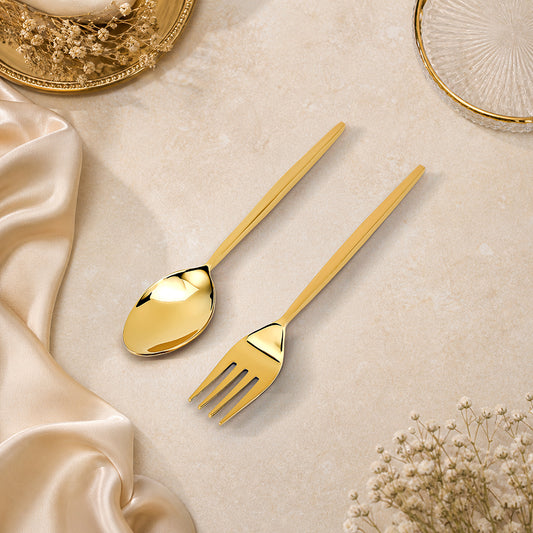 Grassetto Spoons & Fork Set of 12 Gold Gloss
