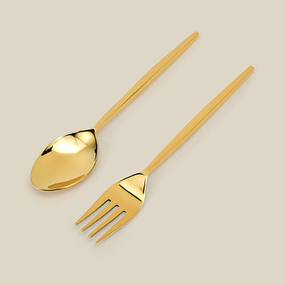 Grassetto Spoons & Fork Set of 12 Gold Gloss