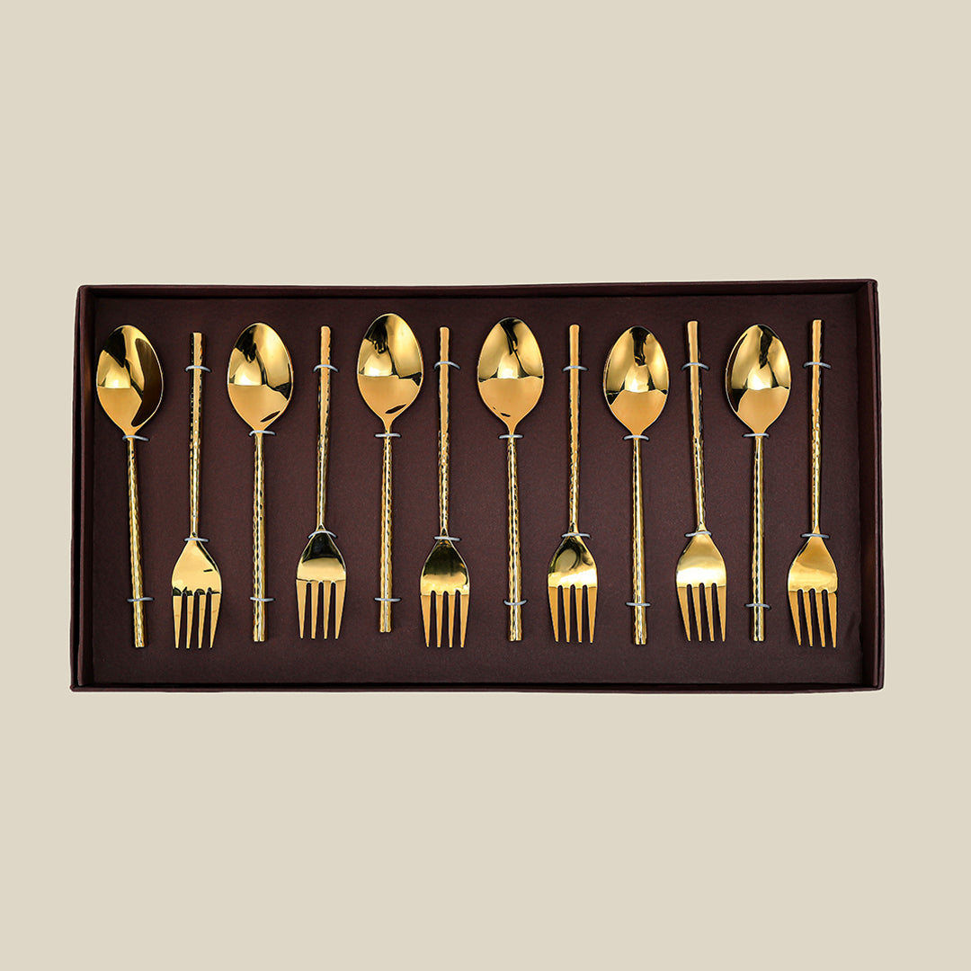 Bello Spoon & Fork set of 12 Gold Gloss