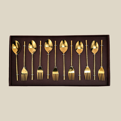 Bello Spoon & Fork set of 12 Gold Gloss
