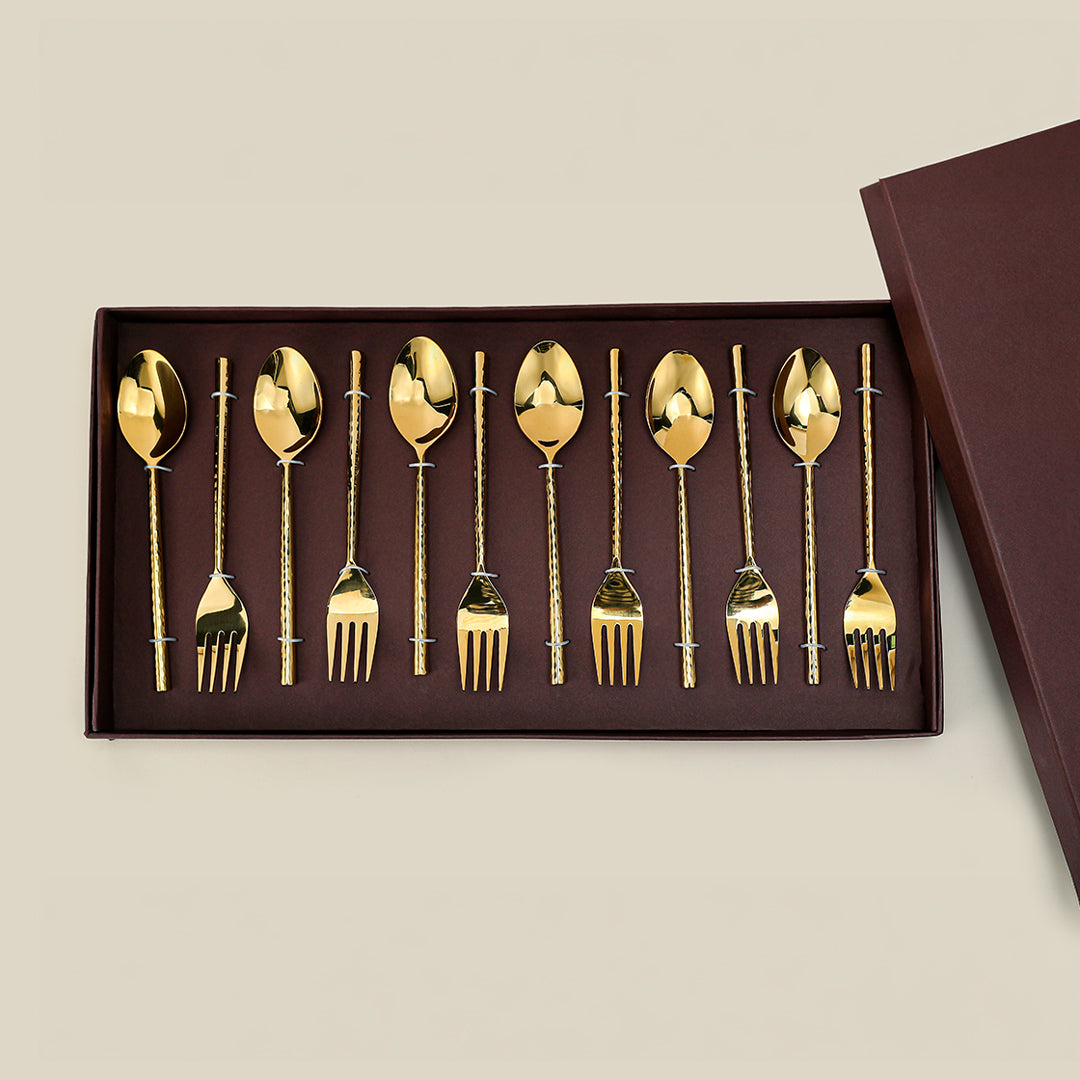 Bello Spoon & Fork set of 12 Gold Gloss