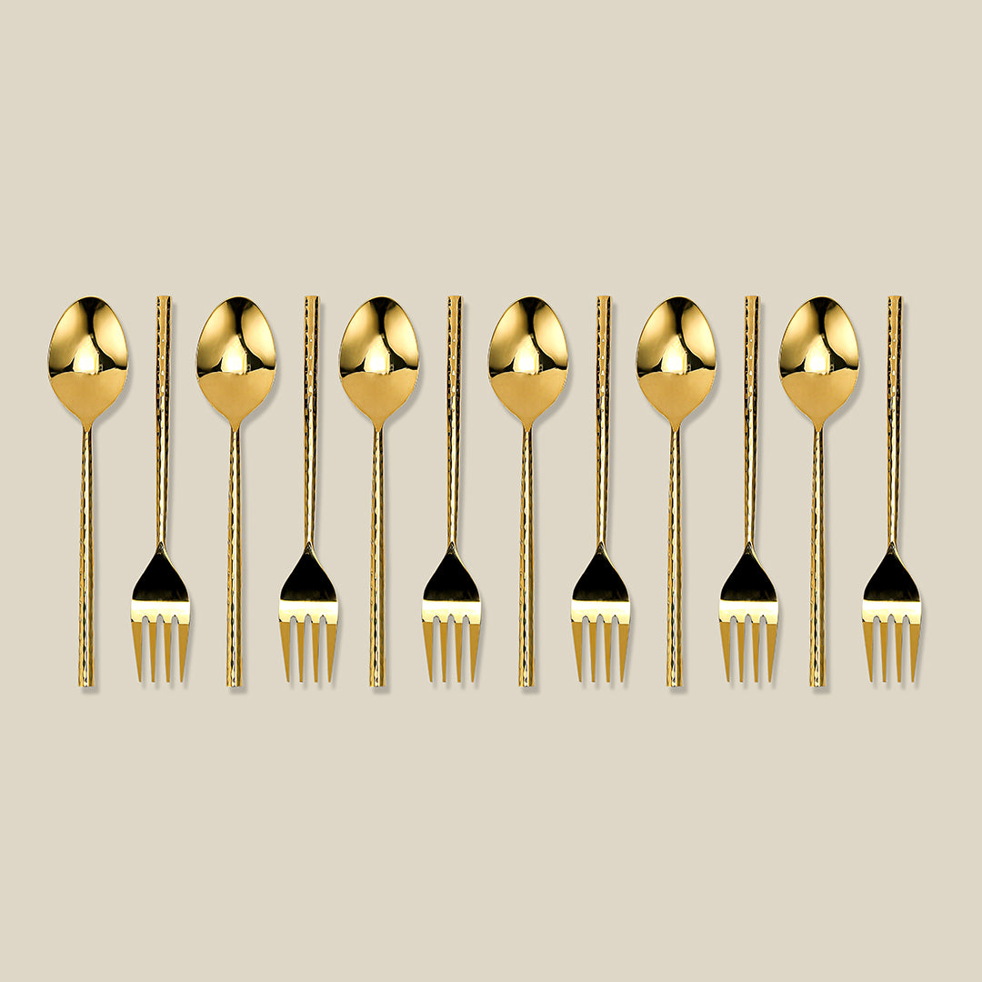 Bello Spoon & Fork set of 12 Gold Gloss
