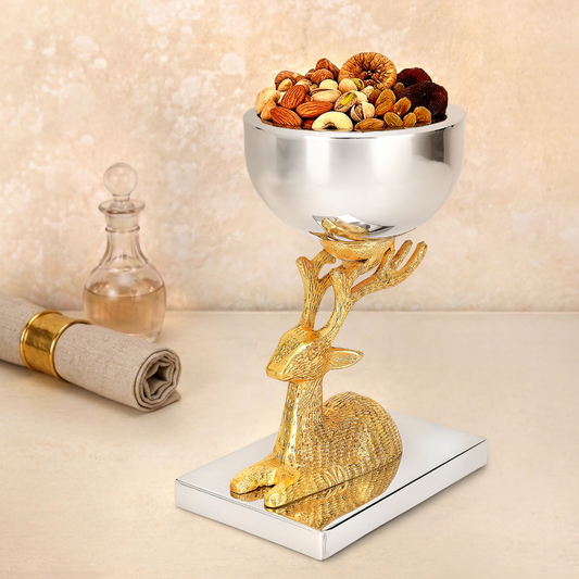 Anima Deer Dry Fruit Serving Bowl - Golden