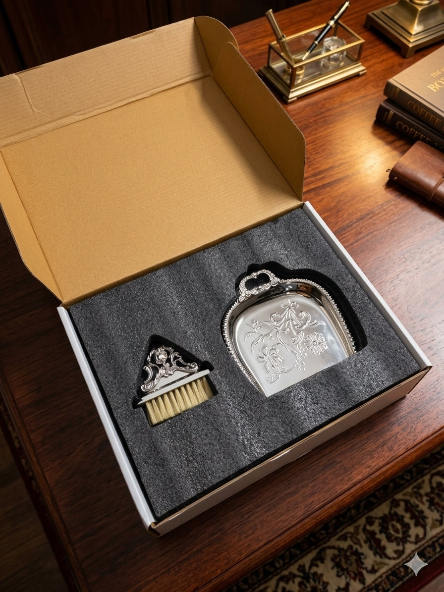 Latifa Pure Brass Dust Pan and Brush Set - With Gift Box and Packaging