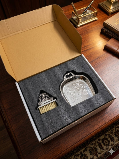 Latifa Pure Brass Dust Pan and Brush Set - With Gift Box and Packaging
