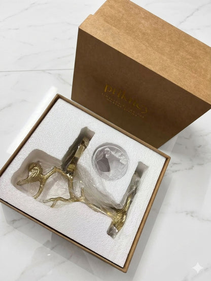 Liscia Bird Tree Candle Stand Golden Gloss With Gift Box
