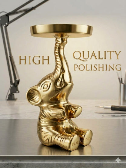 Anima Elephant Candle Stand Golden Gloss With Gift Box