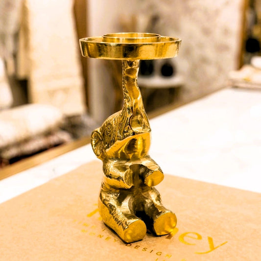 Anima Elephant Candle Stand Golden Gloss With Gift Box