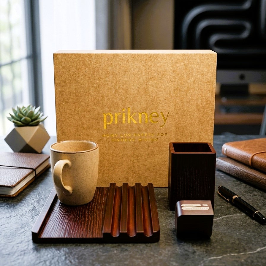 Entus Walnut Executive Office Set with Mug Matte Rectangle