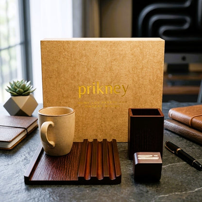 Entus Walnut Executive Office Set with Mug Matte Rectangle