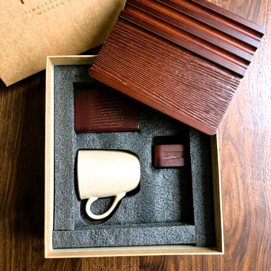 Entus Walnut Executive Office Set with Mug Matte Rectangle
