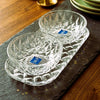 Molla Diamond Style Glass Tea Set of 3 (2 Bowls and 1 Platter)  Clear