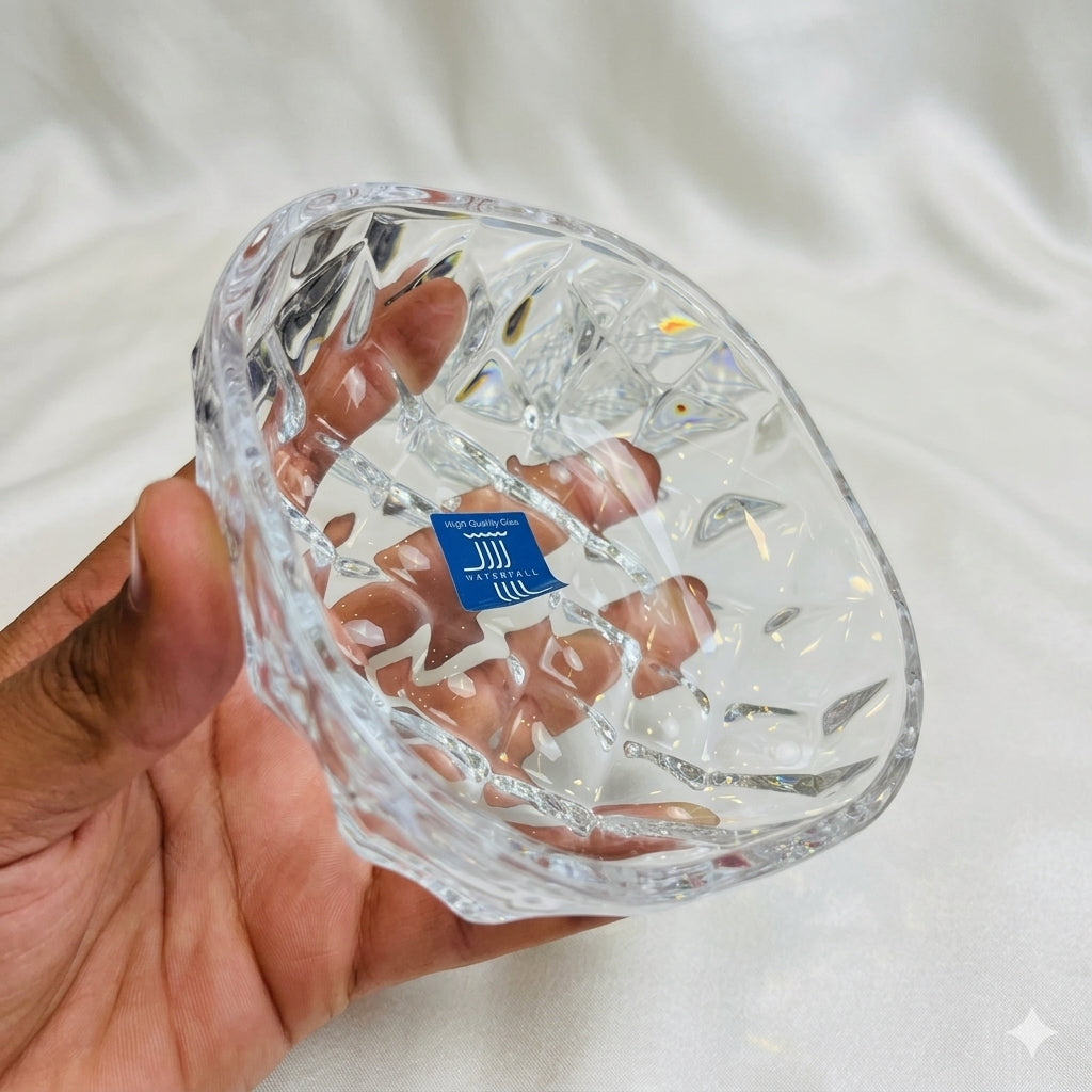 Molla Diamond Style Glass Tea Set of 3 (2 Bowls and 1 Platter)  Clear
