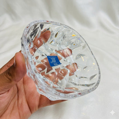 Molla Diamond Style Glass Tea Set of 3 (2 Bowls and 1 Platter)  Clear