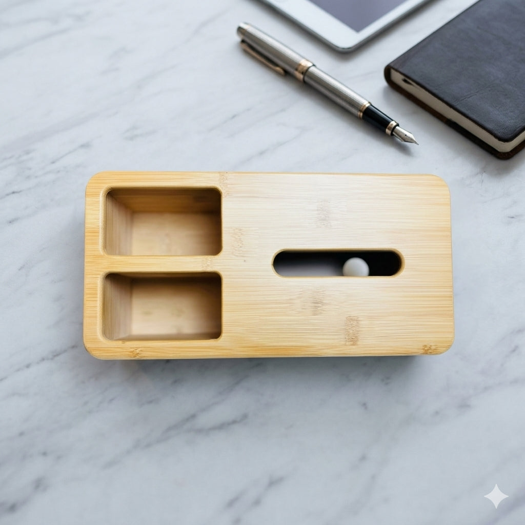 Bui Eco-Friendly Bamboo & Rattan Multi-Functional Tissue Box Organizer