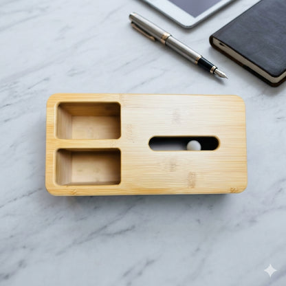 Bui Eco-Friendly Bamboo & Rattan Multi-Functional Tissue Box Organizer
