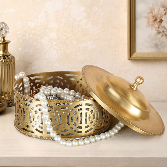 Ancinet Multipurpose Brass Box Gold Matte Oval